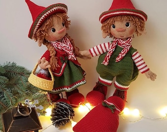 Elf Twins Amigurumi Crochet Doll Pattern, 30cm (PDF)