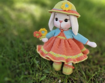Zoe Bunny Amigurumi Doll 30 cm, Handmade Crochet Bunny Plush, Stuffed Animal, Nursery Decor