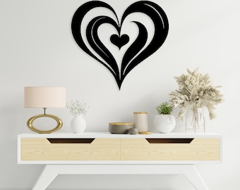Metal Heart Wall Decor – Modern Minimalist Romantic Home Decoration, Thanksgiving Gift