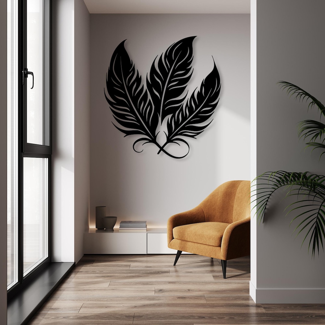 Black Metal Feather Wall Art: Modern ...