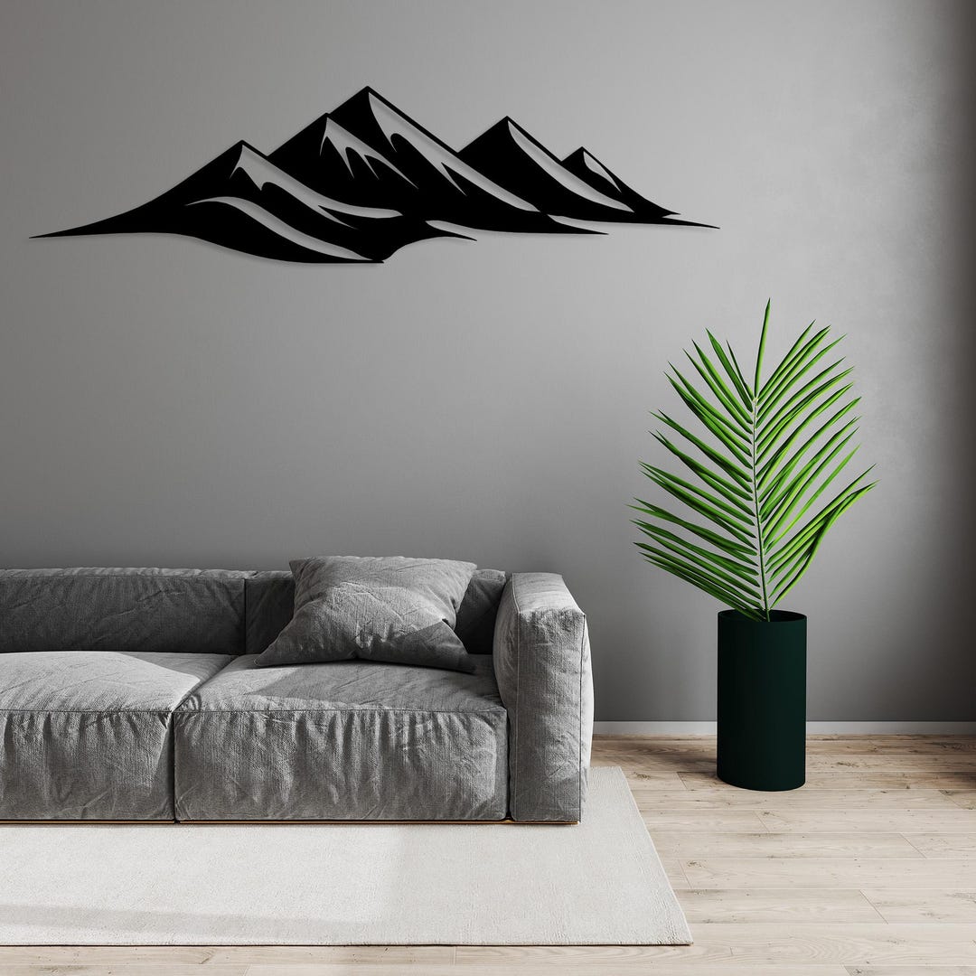 View of Laser Cut Mountain Wall Art - Modern Metal Home Decor - Nature Inspired ...