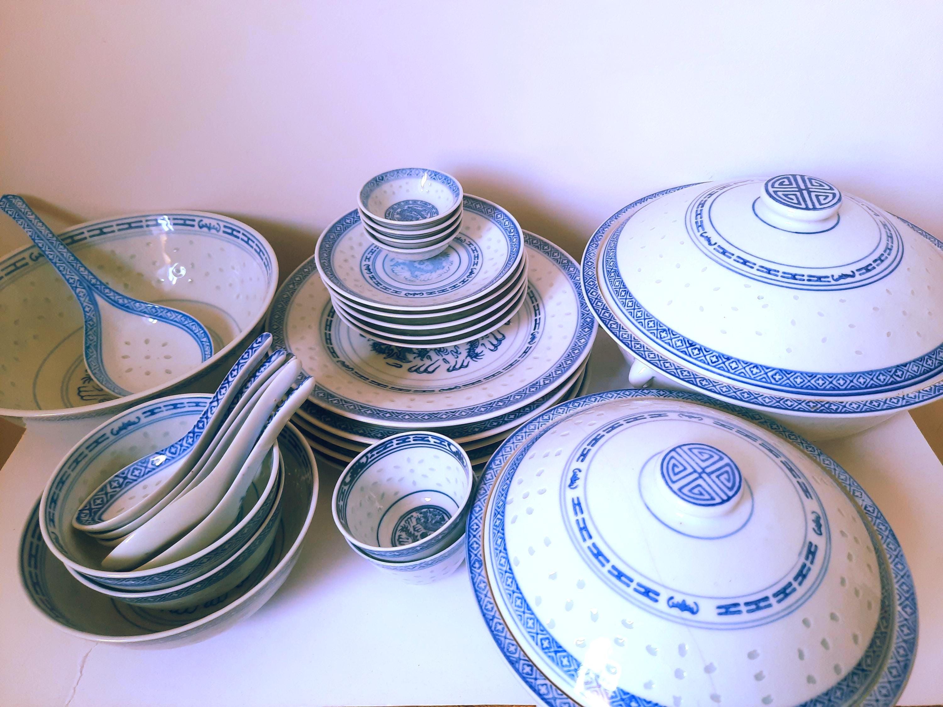 Ciotola Per Riso Vintage Blu Ø160mm - Set Da 12 In Porcellana Per Tavola - Foto 6