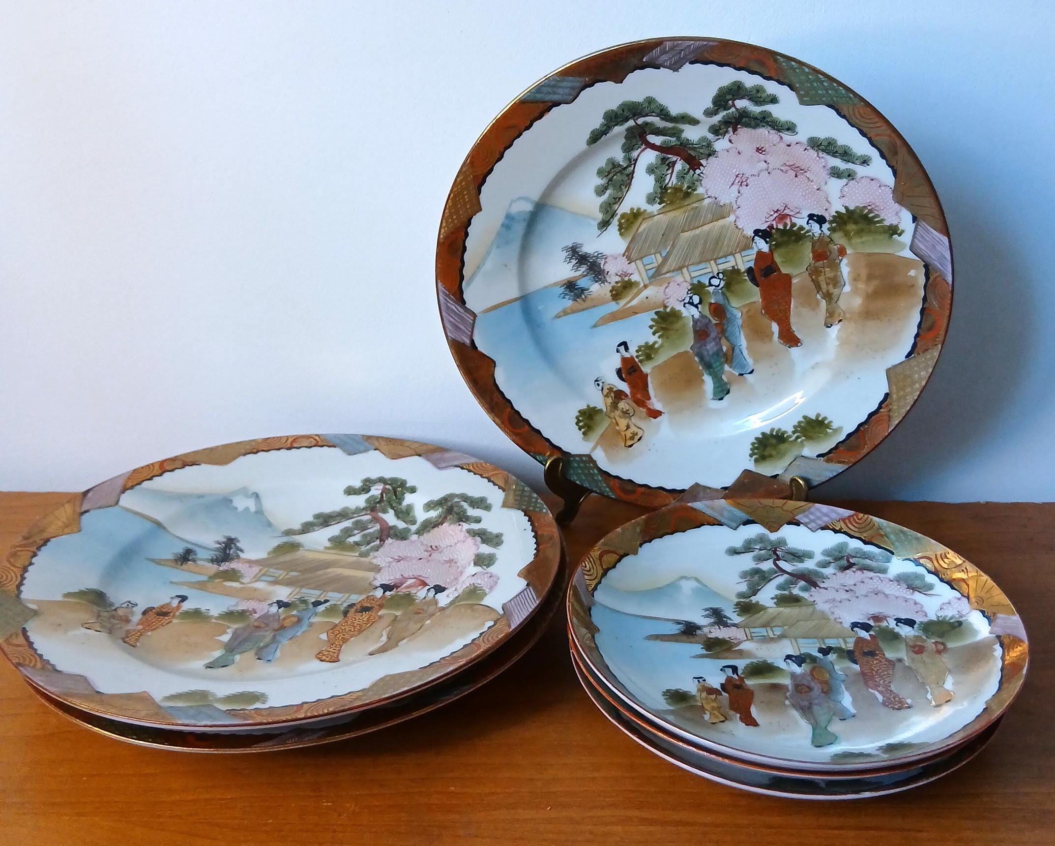 アンティーク 日本の織田精九谷皿セット 明治時代 1800年代 - Etsy 日本