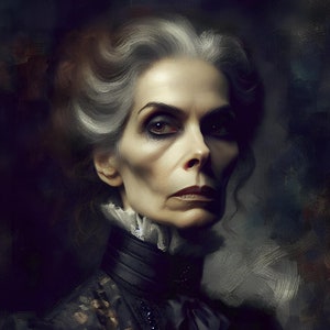 Victorian Dusk | &quot;Agatha&quot; | Gothic Portrait | Mature Woman | Dark Academia | Victorian Wall Art | Haunted Painting | Mysterious | Creepy