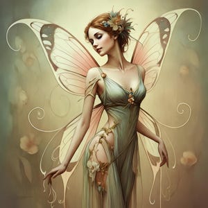 Lyriel | Watercolor Fairy Art | Serene, Nature-Inspired Digital Download | Ethereal Fantasy Wall Decor | Whimsical Faerie Art | Clip Art