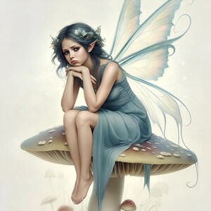 Brielle | Watercolor Fairy Art | Serene, Nature-Inspired Digital Download | Ethereal Fantasy Wall Decor | Whimsical Faerie Art | Clip Art