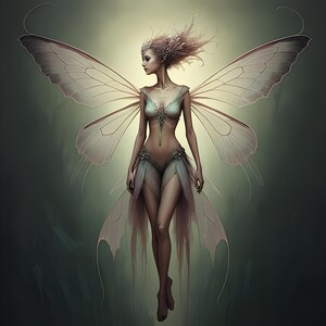 Myrethia | Watercolor Fairy Art | Serene, Nature-Inspired Digital Download | Ethereal Fantasy Wall Decor | Whimsical Faerie Art | Clip Art