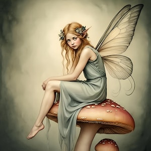 Nyla | Watercolor Fairy Art | Serene, Nature-Inspired Digital Download | Ethereal Fantasy Wall Decor | Whimsical Faerie Art | Clip Art