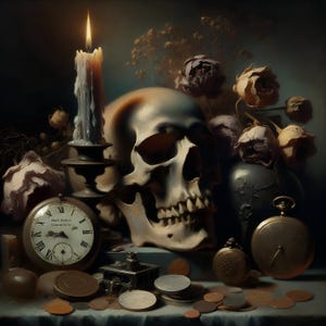 Victorian Dusk | Gothic Still Life | Dark Academia | Memento Mori | Victorian Wall Art | Skull Art | Macabre | Creepy Cool