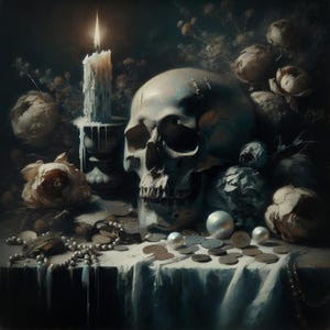 Victorian Dusk | Gothic Still Life | Dark Academia | Memento Mori | Victorian Wall Art | Skull Art | Macabre | Creepy Cool