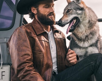 Yellowstone Arbeit Lederjacke-Tan Farbe