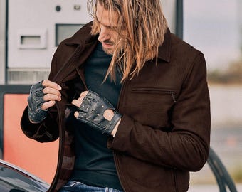 Indiana Dunes Moto Lederjacke im Alter von braun