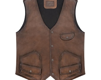 Montana Lederweste-Tabakbraun