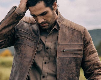 Death Valley Racer Lederjacke-Kakaobraun