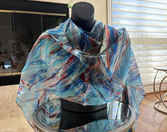 Surfs Up Print Chiffon Scarf