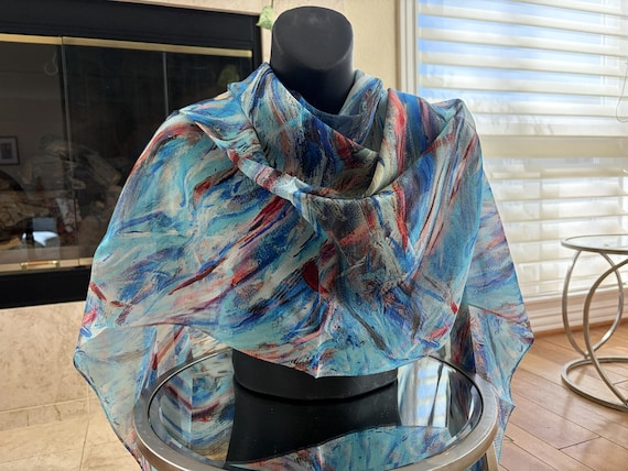 Surfs Up Print Chiffon Scarf