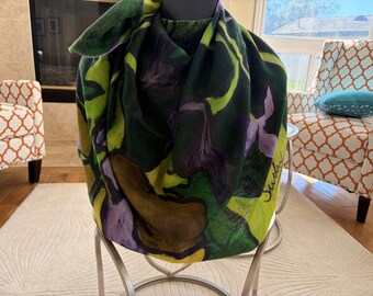 Iris Print Pashmina Scarf