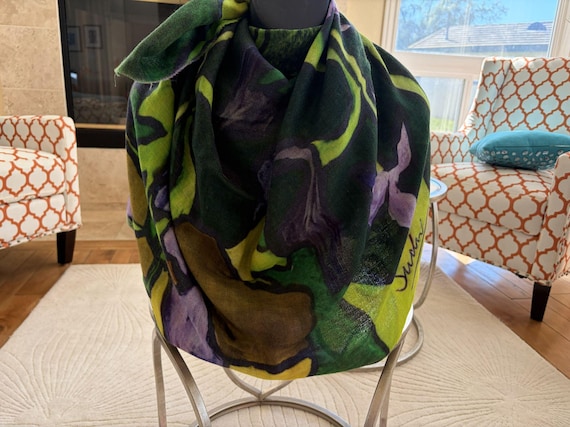 Iris Print Pashmina Scarf