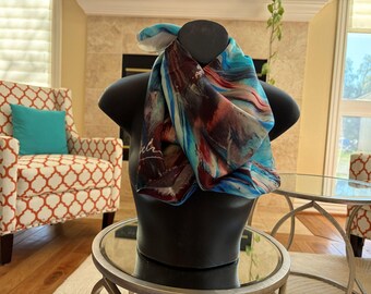 Surfs Up Print Silk Scarf
