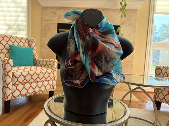 Surfs Up Print Silk Scarf