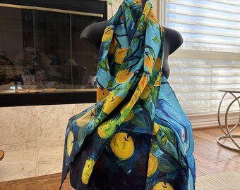 Lockdown Lemons Print Chiffon Scarf