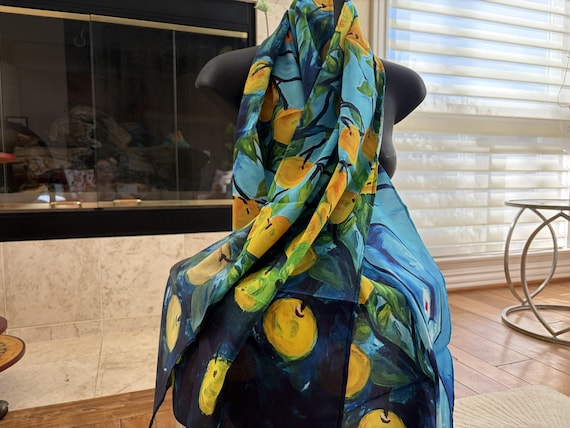 Lockdown Lemons Print Chiffon Scarf