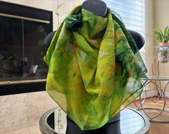 Verdant Print Chiffon Scarf