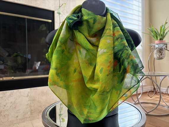 Verdant Print Chiffon Scarf