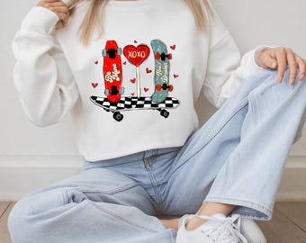 Skateboard Valentine Couple Sweatshirt, Matching Shirts