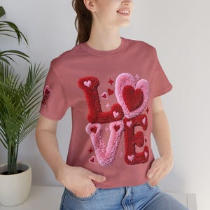 Chenille Heart Graphic Tee, Valentine's Day Unisex Shirt image 4