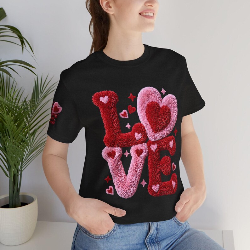 Chenille Heart Graphic Tee, Valentine's Day Unisex Shirt image 10