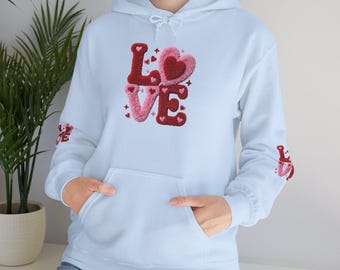 Love Heart Hoodie, Plush Style, Valentine's Day Gift