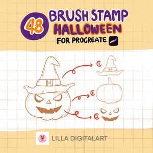 Halloween Procreate Brush Stamp, Halloween brush, pumpkin brush, spooky, Cute brushes, Brush set, procreate brushes, DIY brush