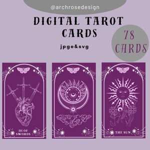 Pink Tarot Card Deck Printable | Tarot Cards Svg | Tarot Cards Print | Tarot Deck Printable | Tarot Cards Deck | Printable Digital Tarot Set
