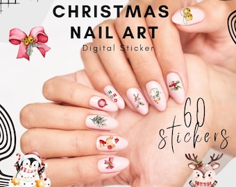 Weihnachten Nail Art Vorlage | Weihnachtsmotiv | Nail Art Übungsblatt | Nagel Aufkleber | Nagel-Kunst-Blatt | Nagel Kunst Weihnachten Png Art