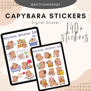 140+ Capybara Aufkleber, Kawaii Digital & Printable PNG, Goodnotes, Notability, Niedliche Capybara PNG, Lustiges Capybara Clipart Bundle, Kawaii Set