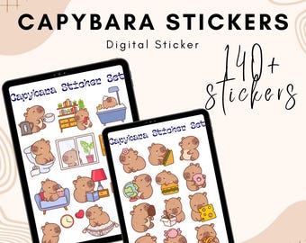 140+ Capybara Stickers, Kawaii Digital & Printable PNG, Goodnotes, Notability, Cute Capybara PNG, Funny Capybara Clipart Bundle, Kawaii Set