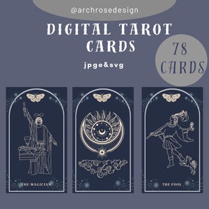 Afdrukbaar tarotkaartspel | Tarotkaarten Svg | Tarotkaarten afdrukken | Afdrukbare tarotkaarten | Tarotkaartenspel | Afdrukbaar digitaal tarotdeck