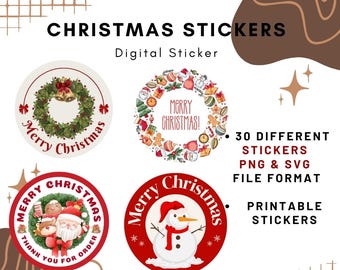 30 Printable Christmas Stickers, To and from stickers, Christmas Sticker Bundle, Christmas Stickers SVG, Christmas SVG Bundle, Christmas SVG