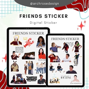 120+ Friends Stickers Digital PNG,Friends Show Sticker , Ross Rachel Chandler Monica Phoebe Joey,Printable Sticker, Goodnotes, Notability