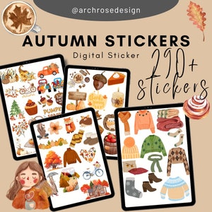 Fall Digital Planner Stickers: Autumn Season PNG, Goodnotes Ipad Decorations (290+)