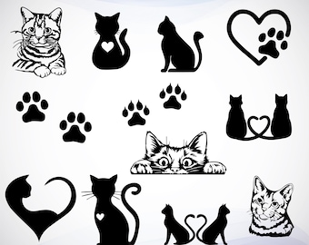 Cat Silhouette | Cat SVG | Cat Head SVG | Cat Face SVG | Cat Cut Files | Cat Design | Kitten Svg | Cat Vector | Kitty Svg | Pet Silhouette