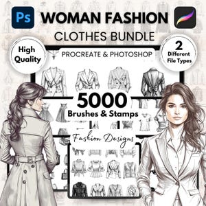 5000以上の女性ファッション服ブラシバンドル - Procreate＆Photoshopブラシ、ファッションブラシスタンプ、デジタルファッションデザインセット、デジタル