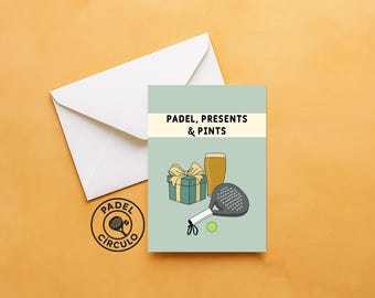 Padel Pints (Updated Design) Padel Tennis Card - Christmas, Birthday and other occasions