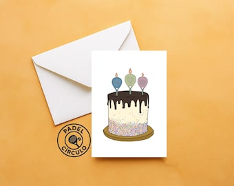 Birthday Cake Edition - Padel Tennis Card - Christmas, Birthday and other occasions
