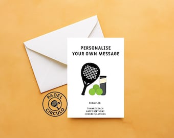 Personalised Padel Tennis Birthday Card - Personalisation available