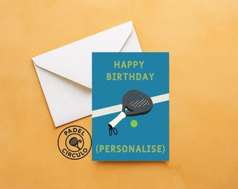 Padel Tennis Birthday Card - Personalisation available