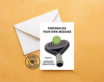 Personalised Padel Tennis Card - Any occasion - Personalisation available