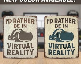 Virtual Reality Gamer Sign – Retro 3D Printed Tin Style Wall Decor