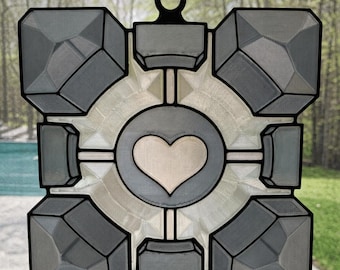 Portal Companion Cube Inspired Suncatcher | 3D Printed | Translucent Light Catcher Desk or Window Decor